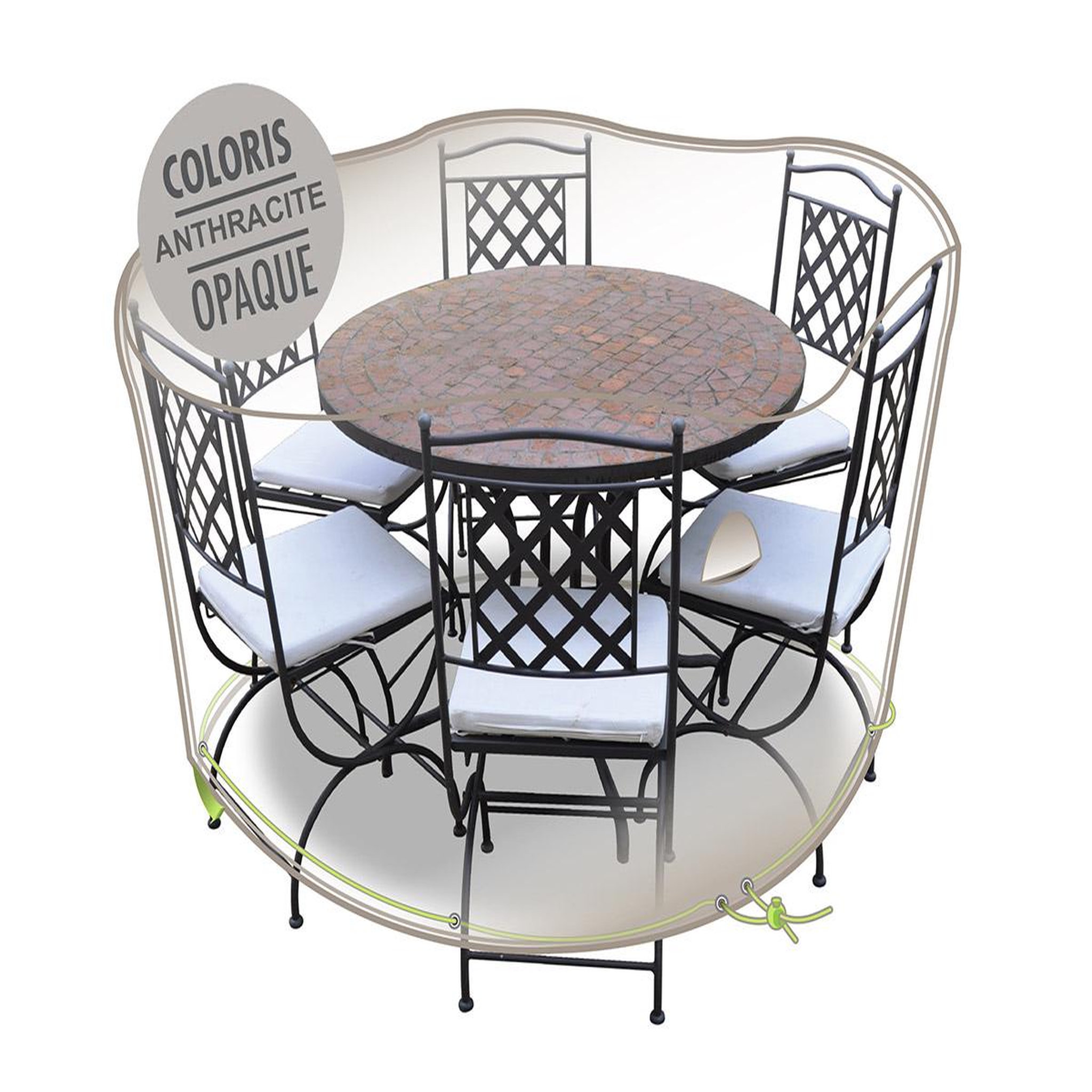 Jardiline Housse de protection cover air pour table ronde + 6 chaises - ø 160 x 70 cm - jardiline