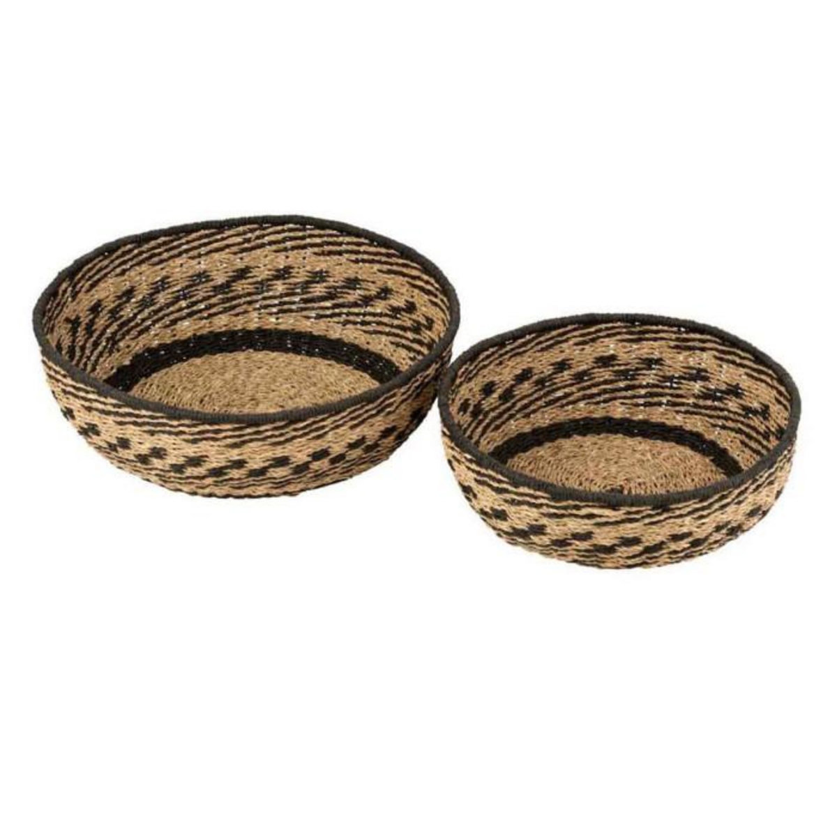 Paris Prix Lot de 2 Coupelles Déco  Zostère  46cm Noir & Beige