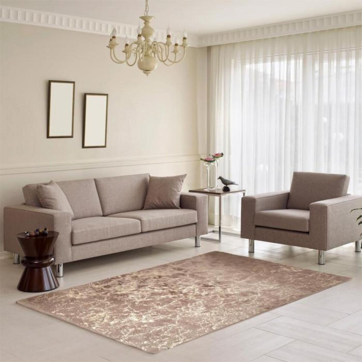 Paris Prix Tapis Imitation Fourrure  Negrada  120x170cm Taupe