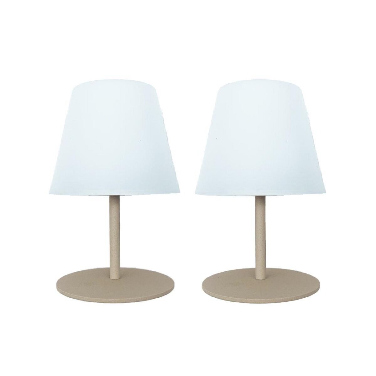 Lumisky Set de 2 lampes de table TWINS Crème Aluminium H16CM