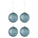 Paris Prix Lot de 4 Boules de Noël  Perla  10cm Bleu