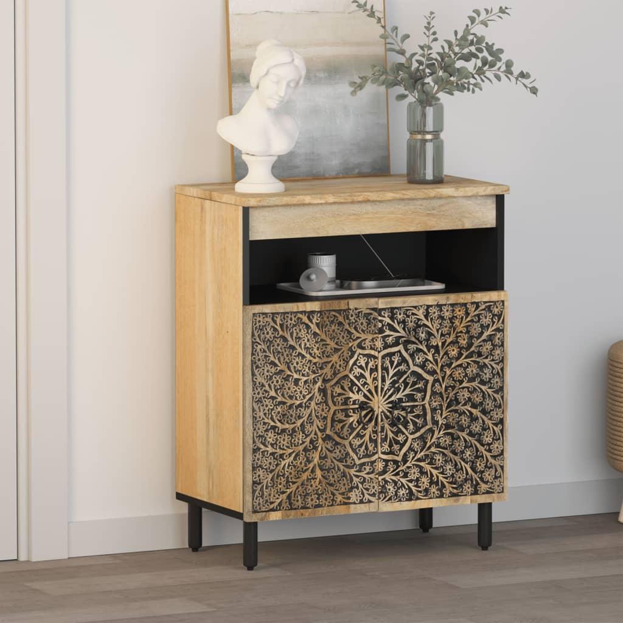 Voir la diapositive 3 : VIDAXL Armoire laterale 60x33x75 cm bois massif de manguier