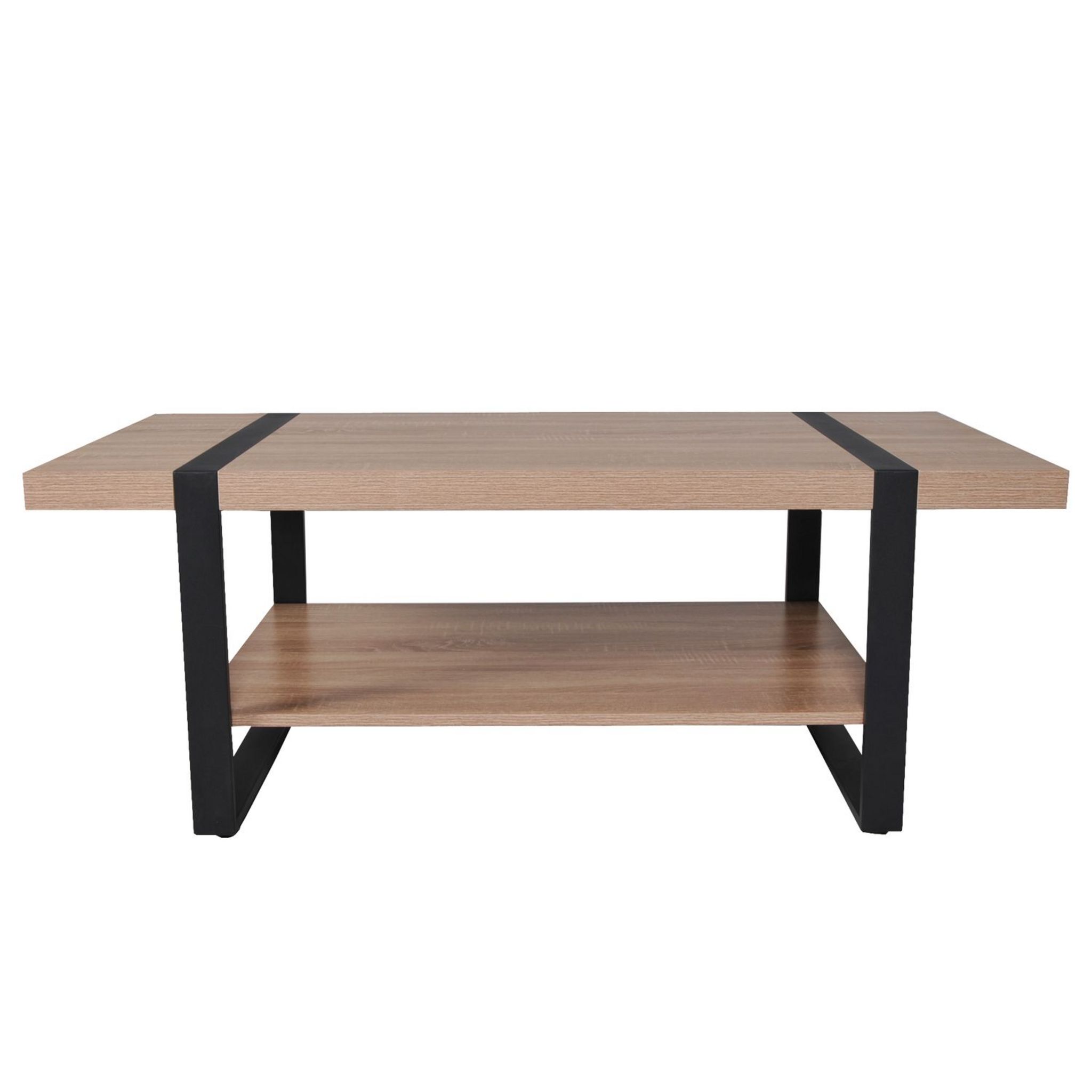 Table basse L120cm chêne blanchi et métal noir PROVIDENCE