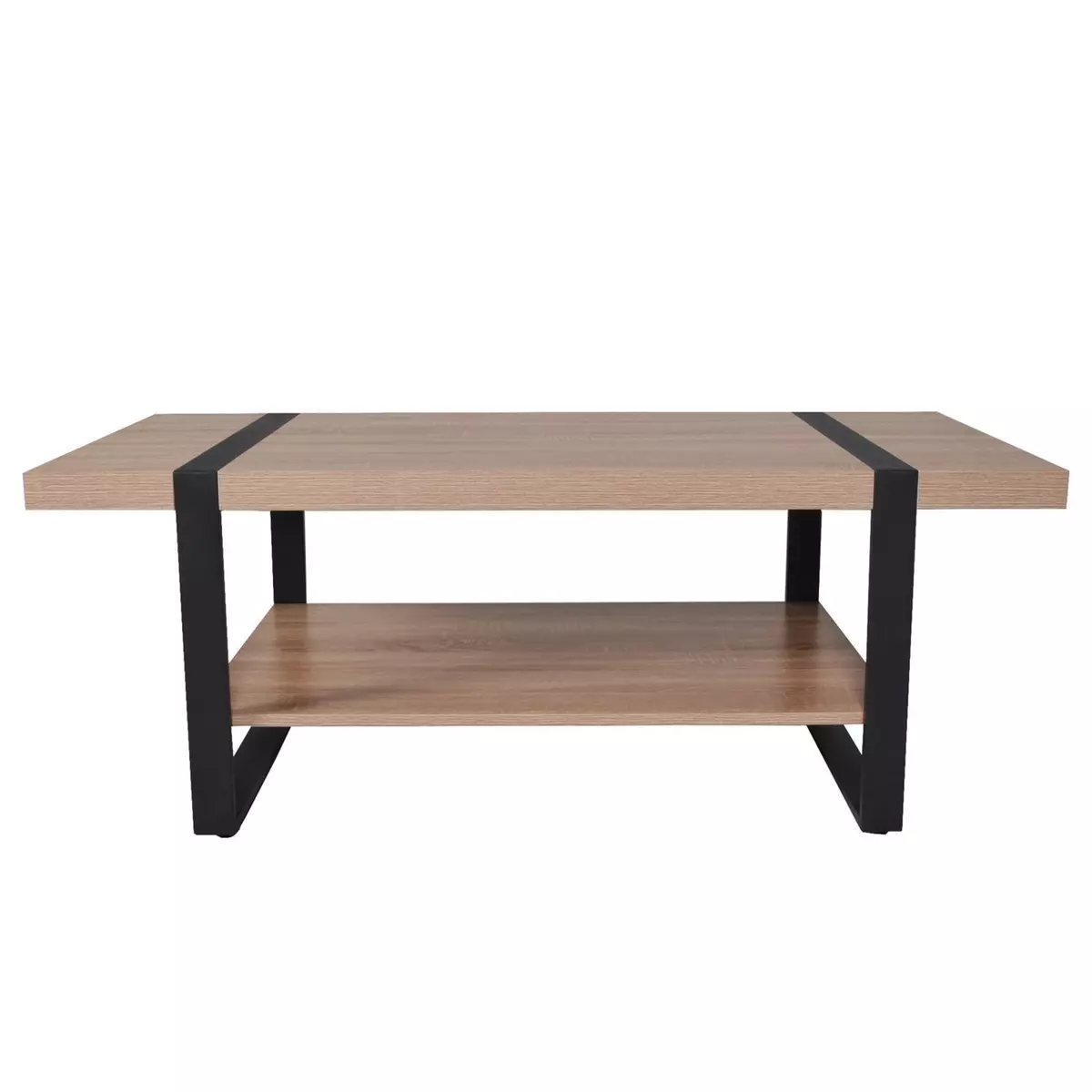 Table basse L120cm chêne blanchi et métal noir PROVIDENCE