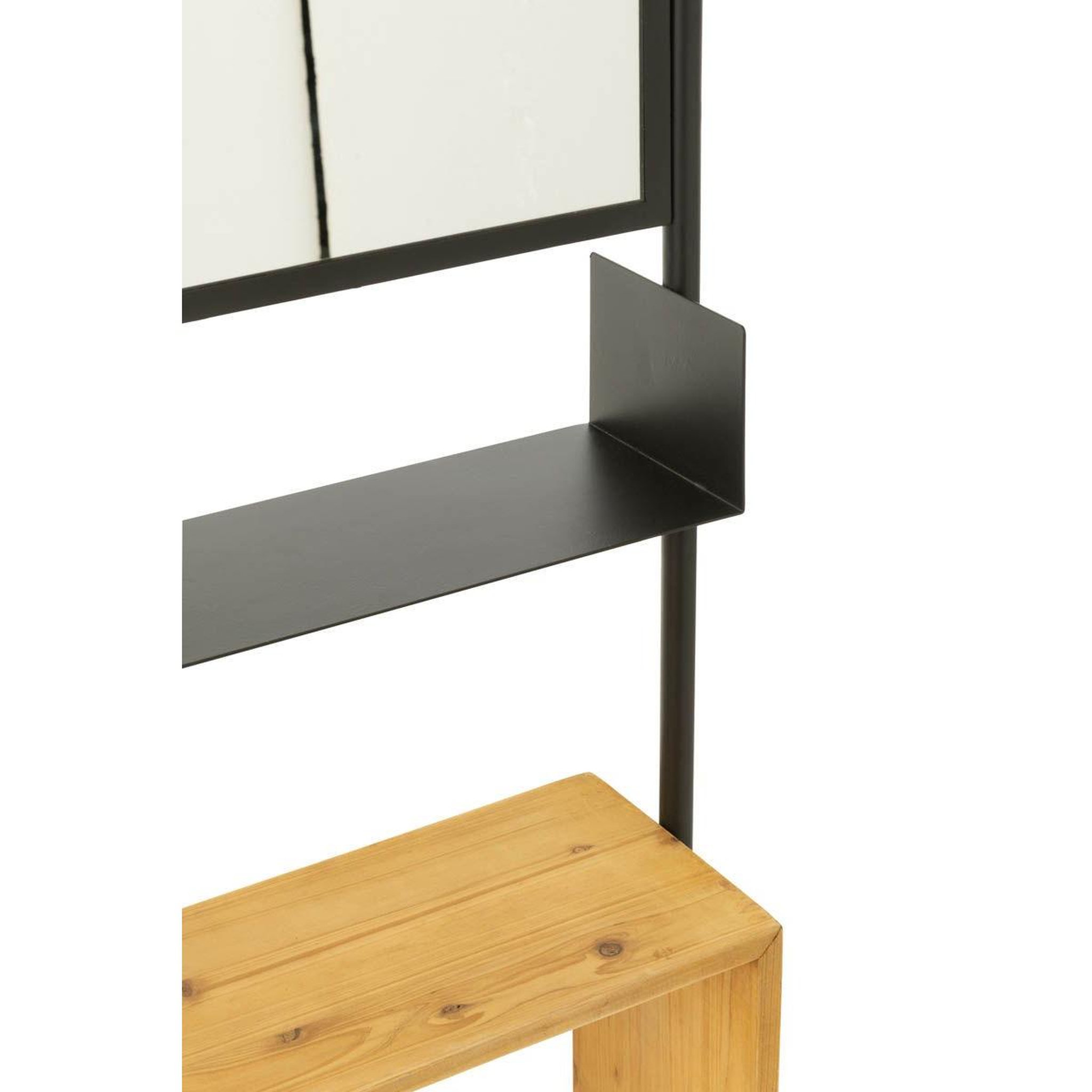 Voir la diapositive 6 : J-LINE Étagère Murale & Miroir  Tina  180cm Noir & Naturel