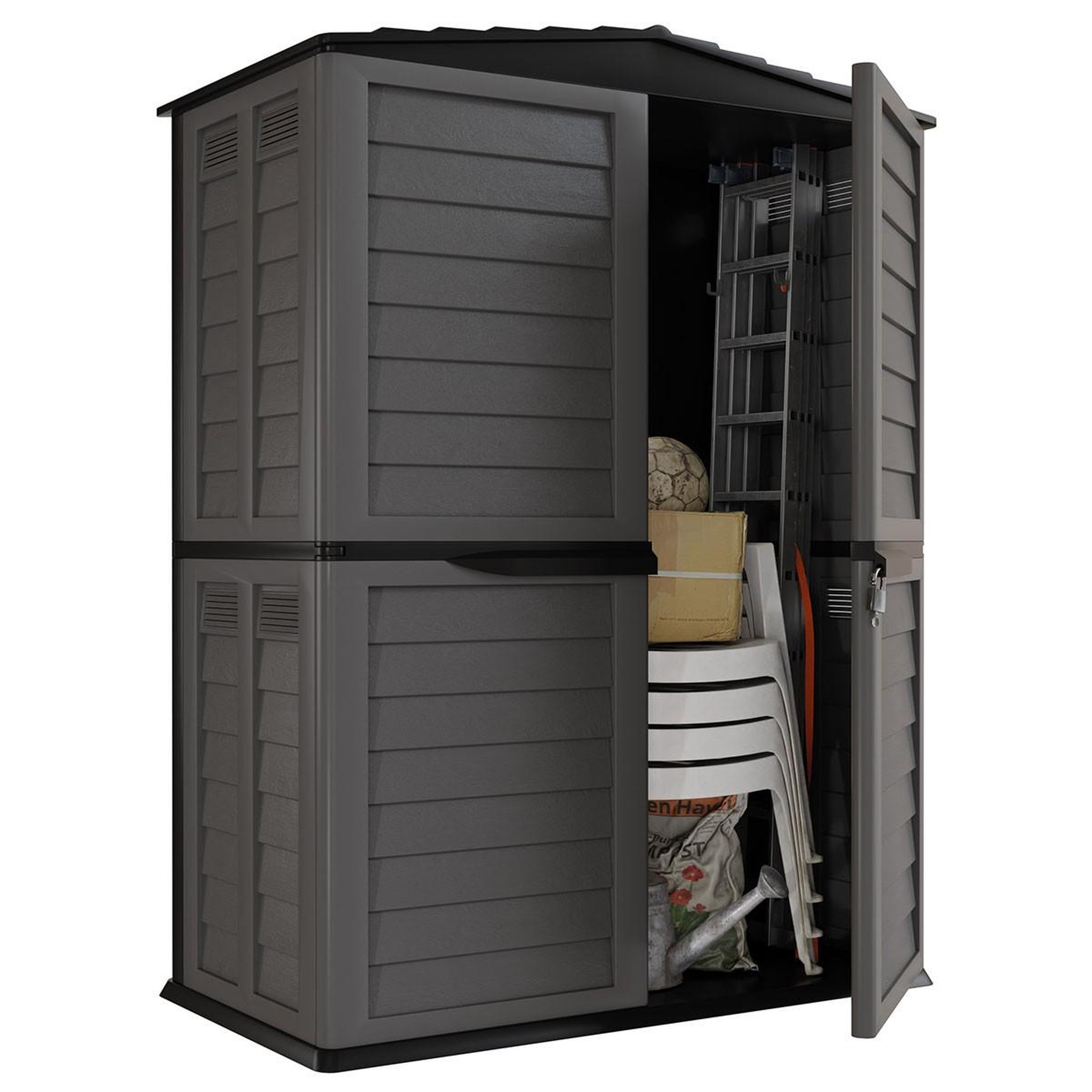 INTEC Abri de jardin 4 portes 151 x 83 x H200 cm Coffre de rangement Armoire d'extérieur INTEC