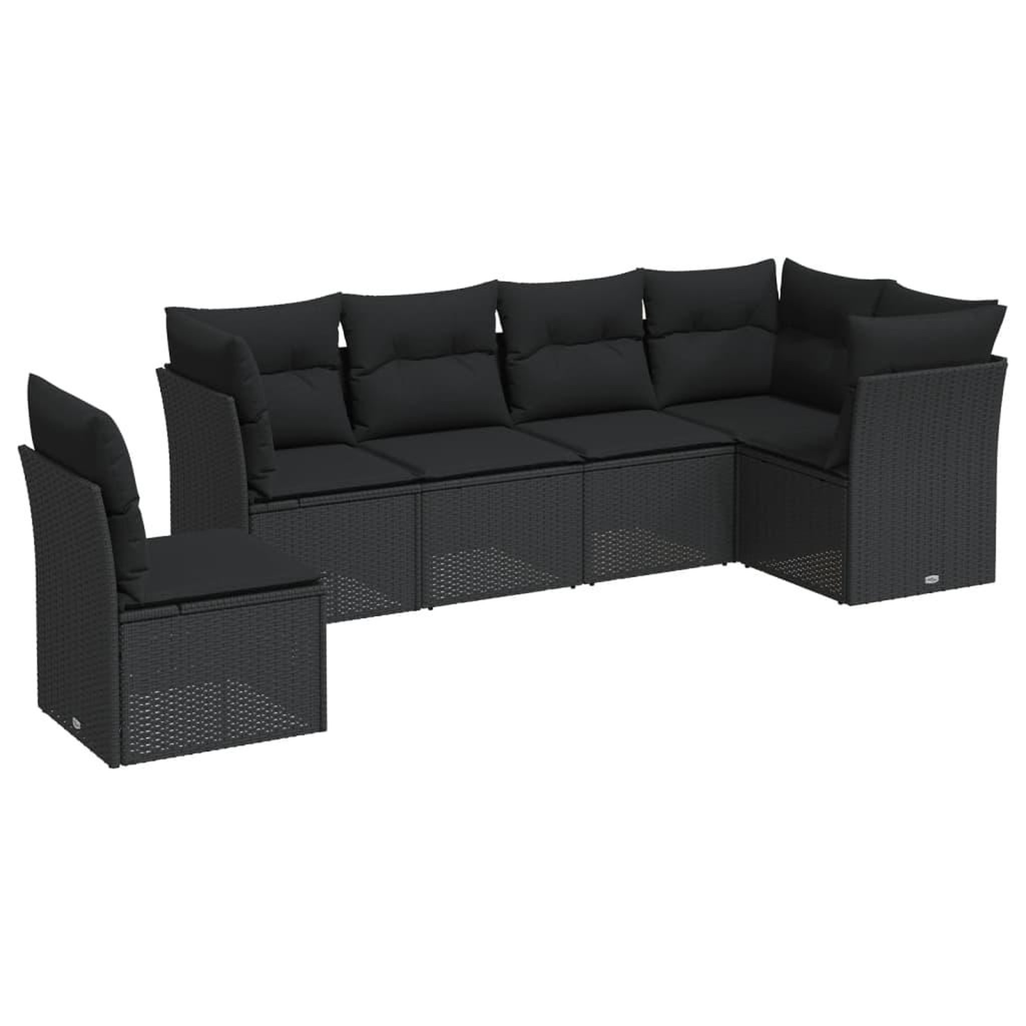 Voir la diapositive 2 : VIDAXL Salon de jardin 6 pcs avec coussins noir resine tressee