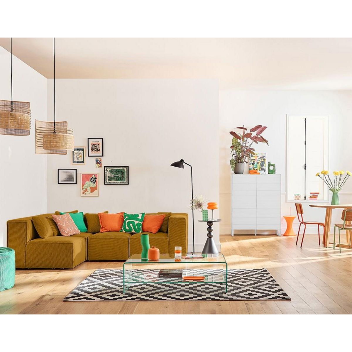 LISA DESIGN Arty - canapé modulable d'angle gauche 5 places - en tissu mailles 3d