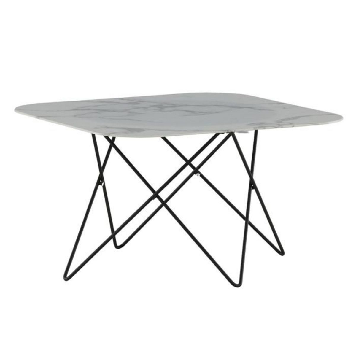 Paris Prix Table Basse en Verre Marbré  Tristar  80cm Blanc