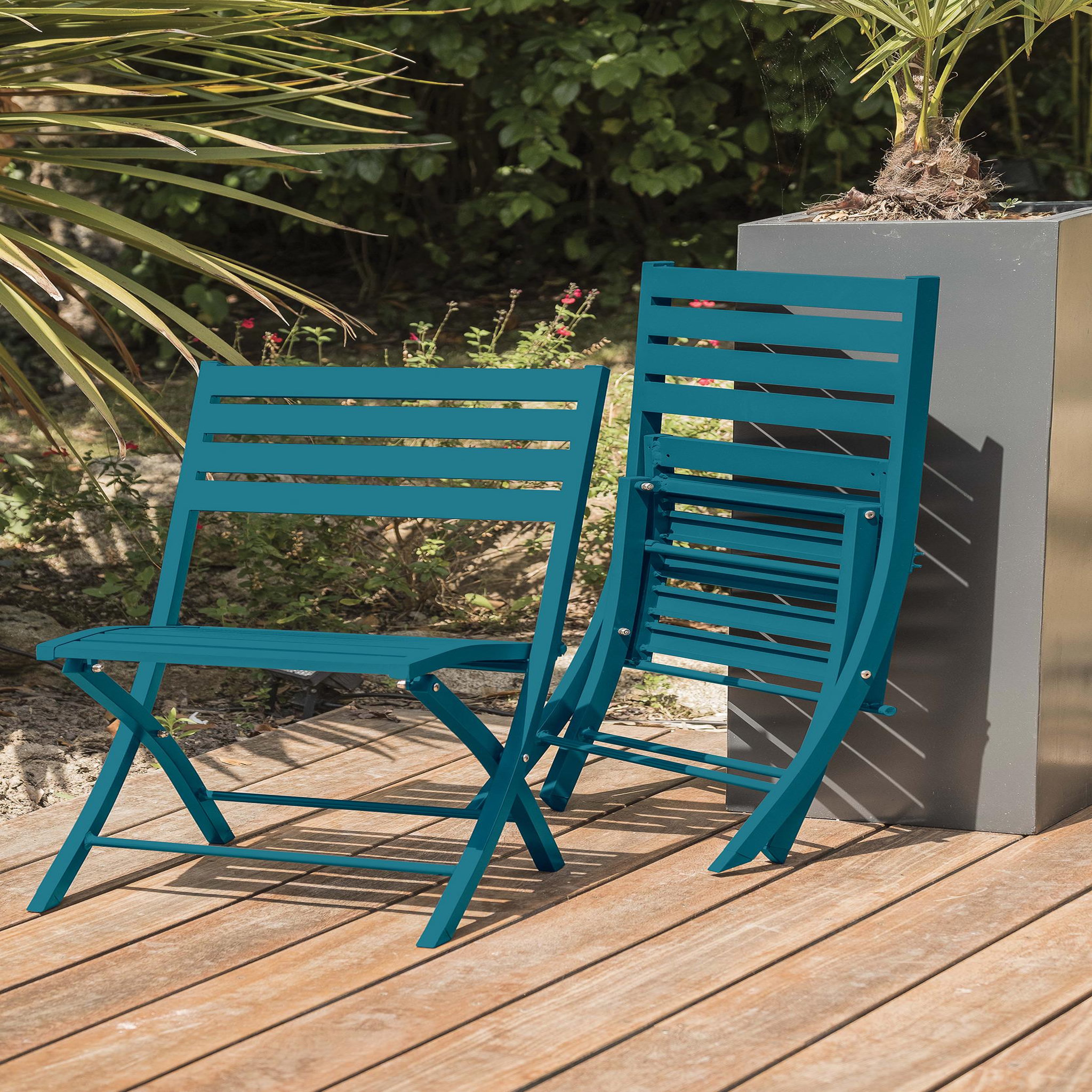 Voir la diapositive 4 : DCB GARDEN Ensemble repas de jardin carré en aluminium  (2 places)