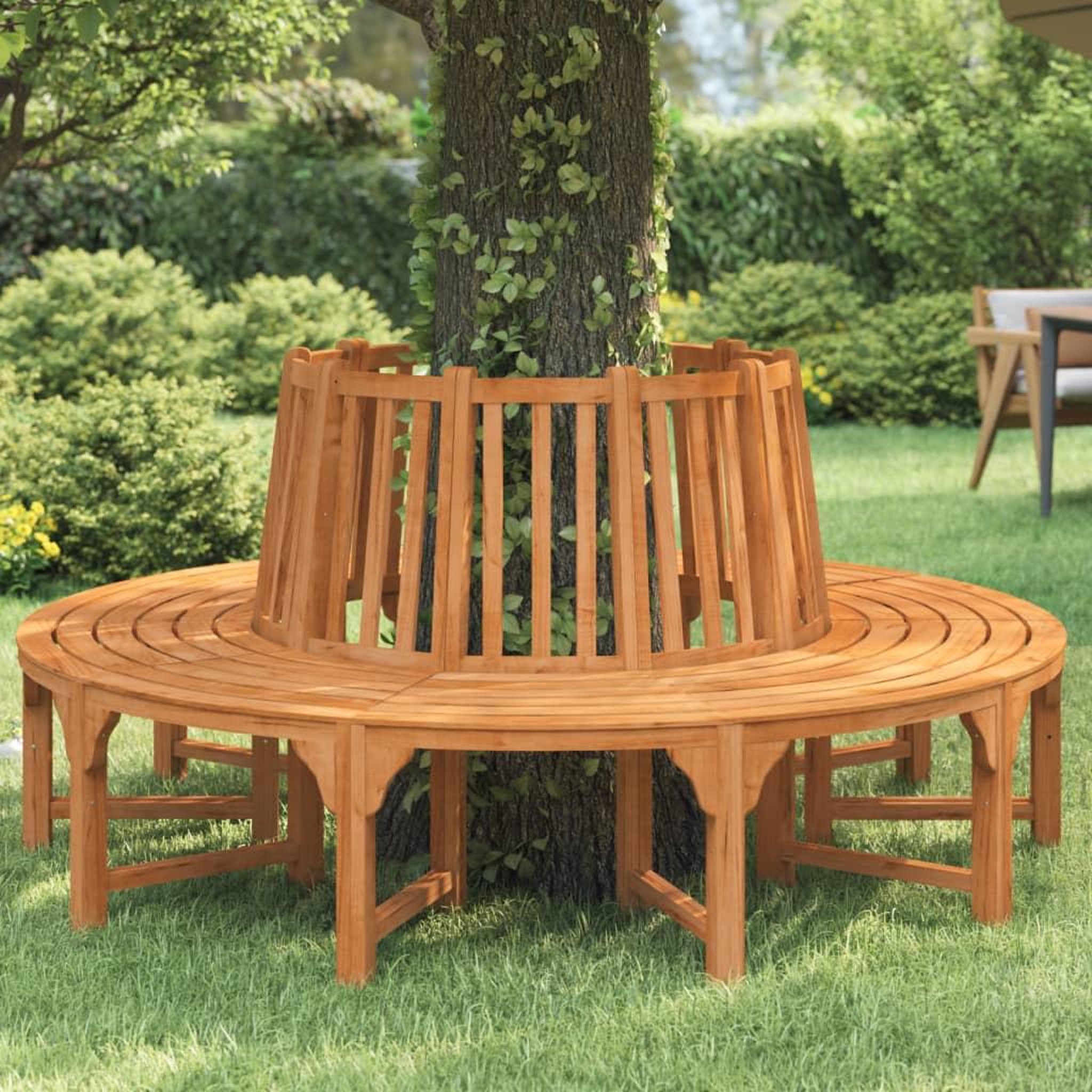 VIDAXL Banc de tour d'arbre rond Ø208 cm bois massif eucalyptus