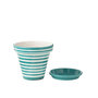 Voir la diapositive 2 : Paris Prix Pot Avec Soucoupe en Céramique  Granada Rayure  35cm Bleu Aqua