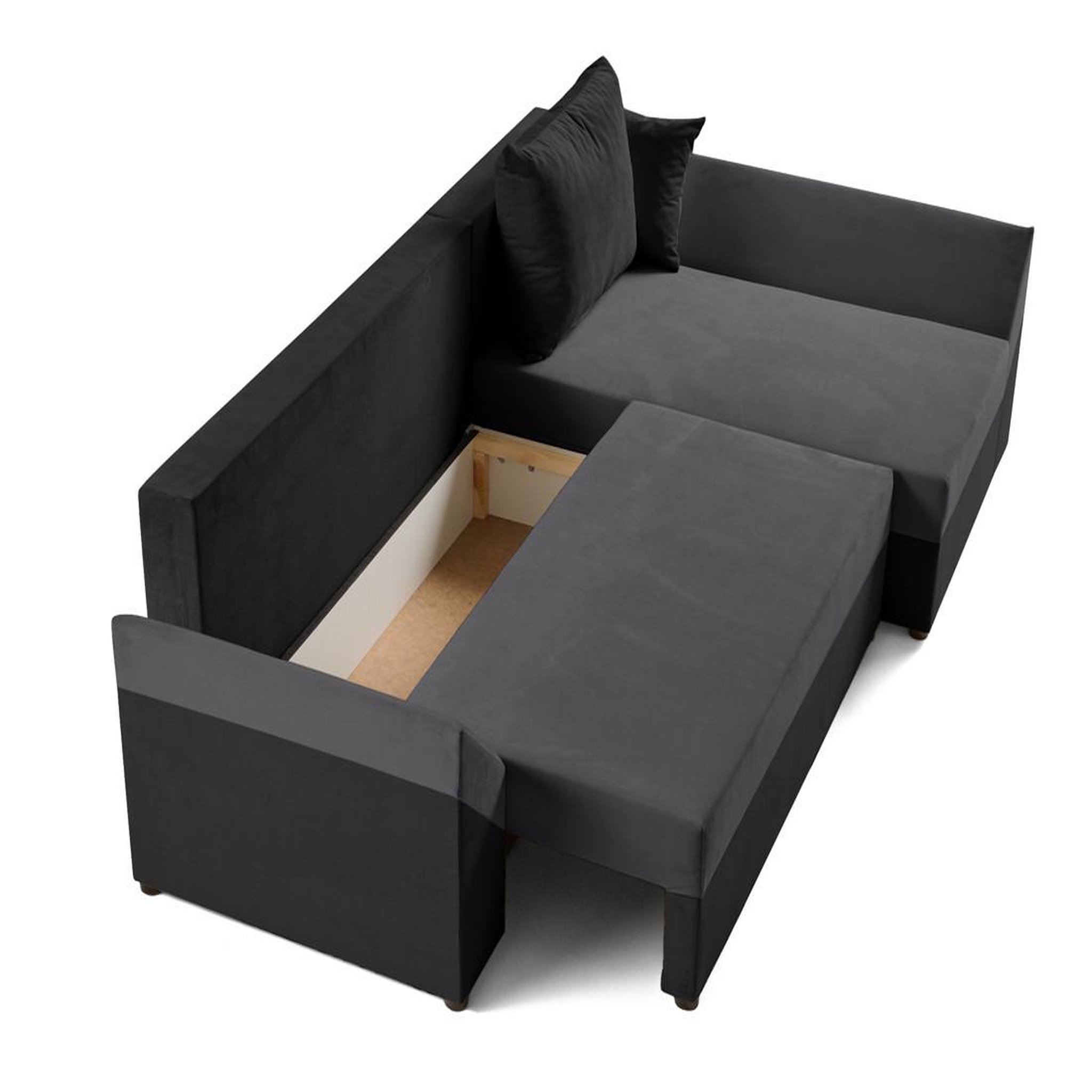 Voir la diapositive 2 : BEST MOBILIER Mike - canapé d'angle réversible - 4 places - convertible avec coffre - en velours