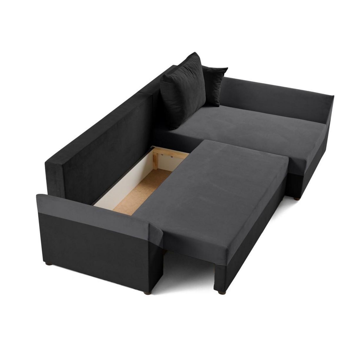 BEST MOBILIER Mike - canapé d'angle réversible - 4 places - convertible avec coffre - en velours