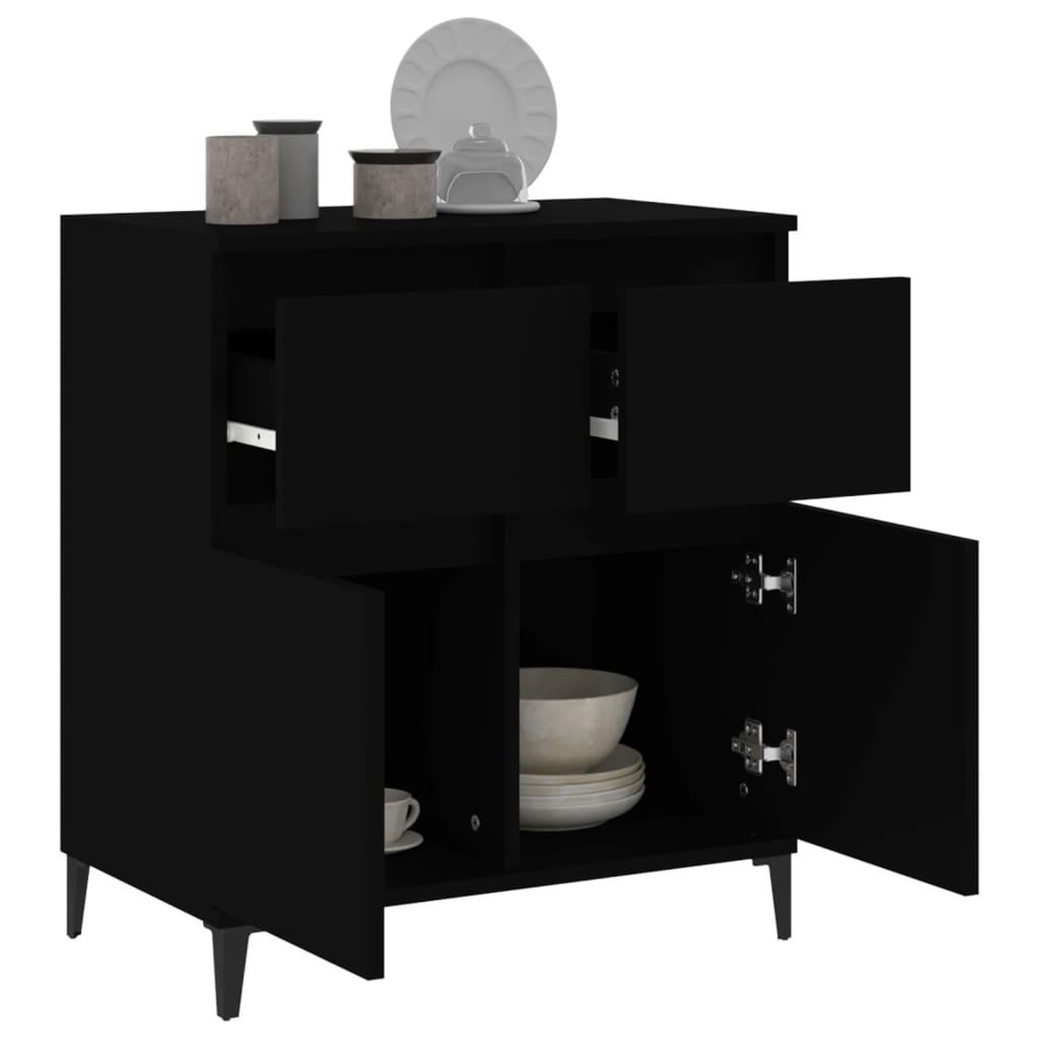 Voir la diapositive 5 : VIDAXL Buffet Noir 60x35x70 cm Bois d'ingenierie