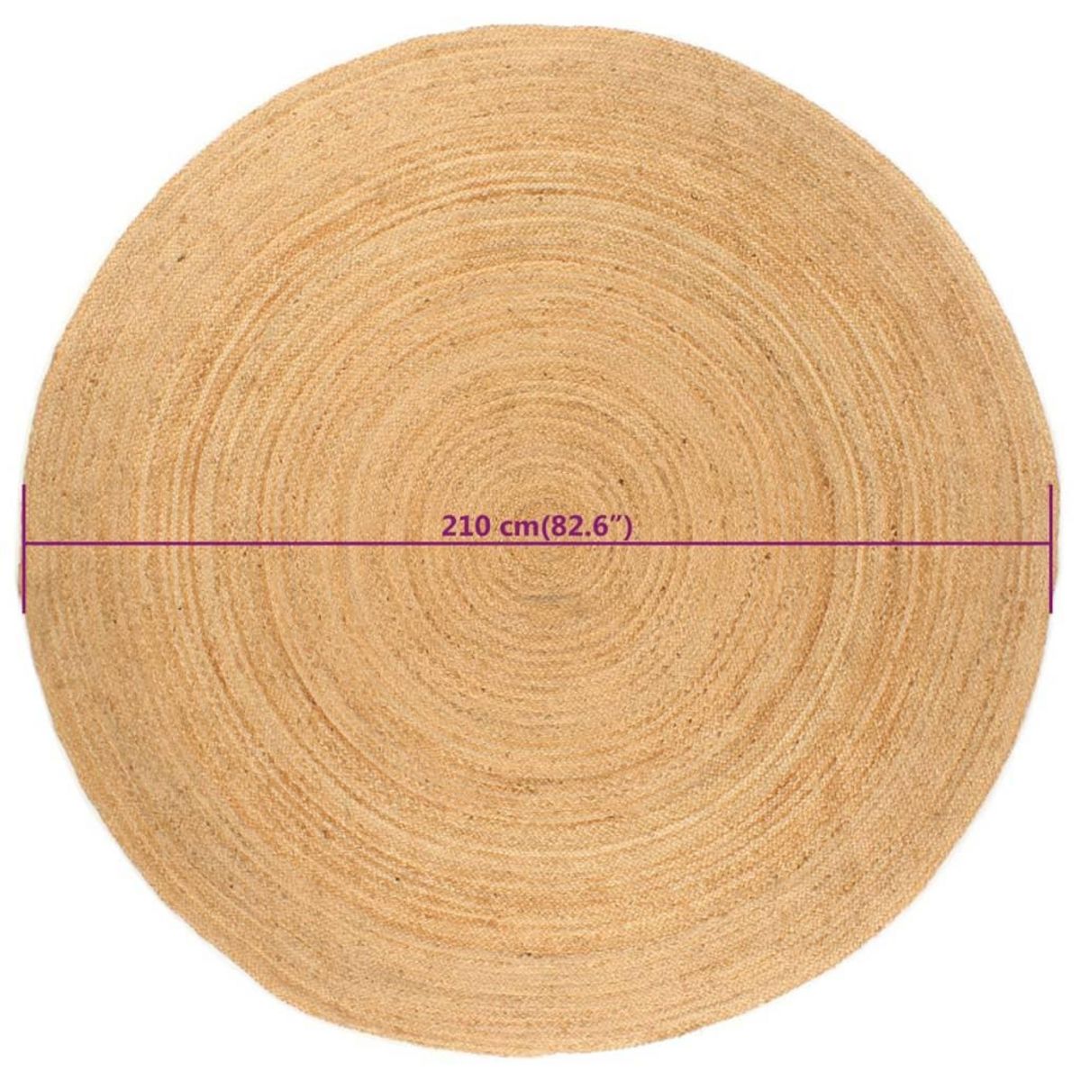 VIDAXL Tapis Jute tresse 210 cm Rond