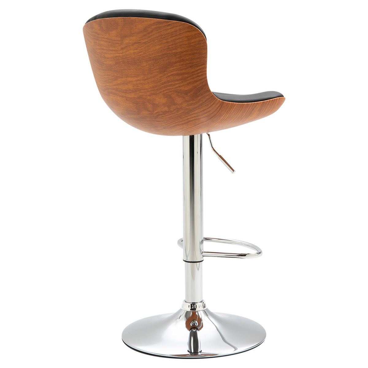 HOMCOM Lot de 2 tabourets de bar design contemporain hauteur d'assise réglable 64-85 cm pivotant 360° revêtement synthétique noir imitation bois