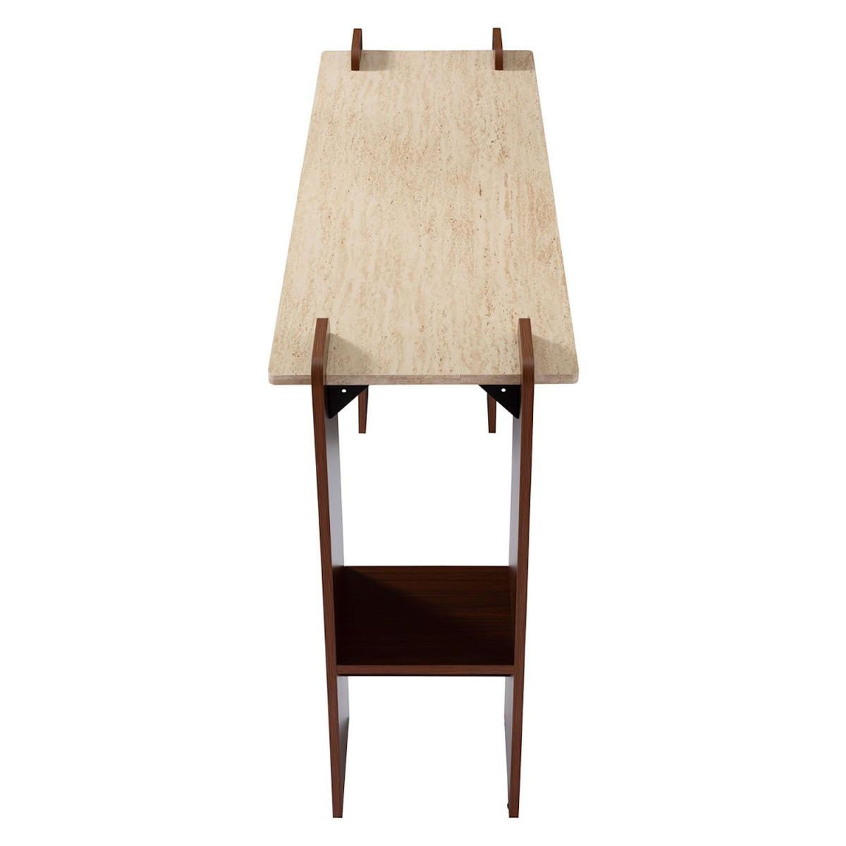 Paris Prix Console Effet Travertin  Misty  120cm Beige & Marron