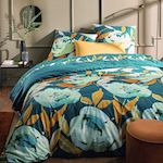 Home collection Parure de couette 100% coton 57 fils suzie. Coloris disponibles : Bleu