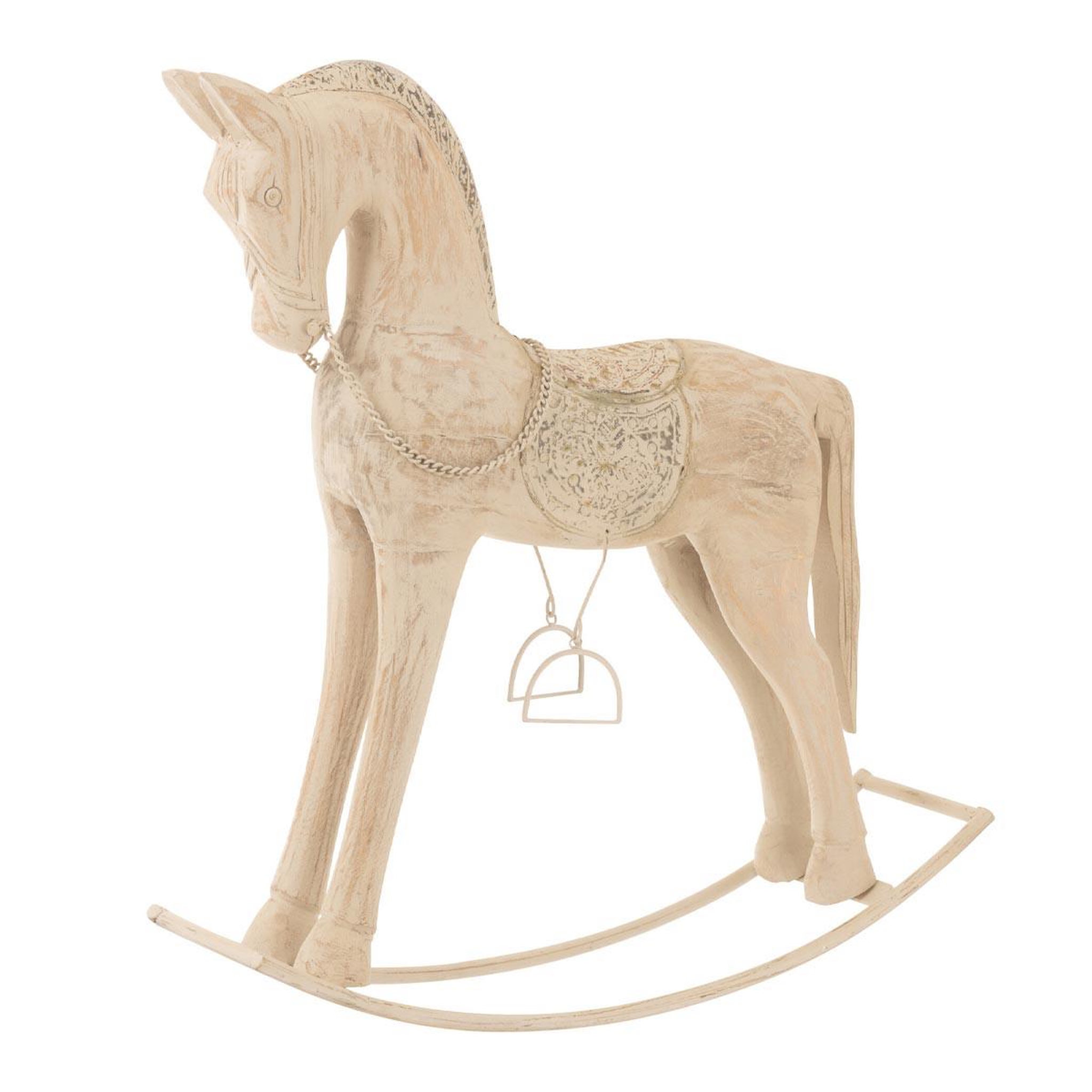 J-LINE Cheval à bascule en bois  wiley  64cm naturel