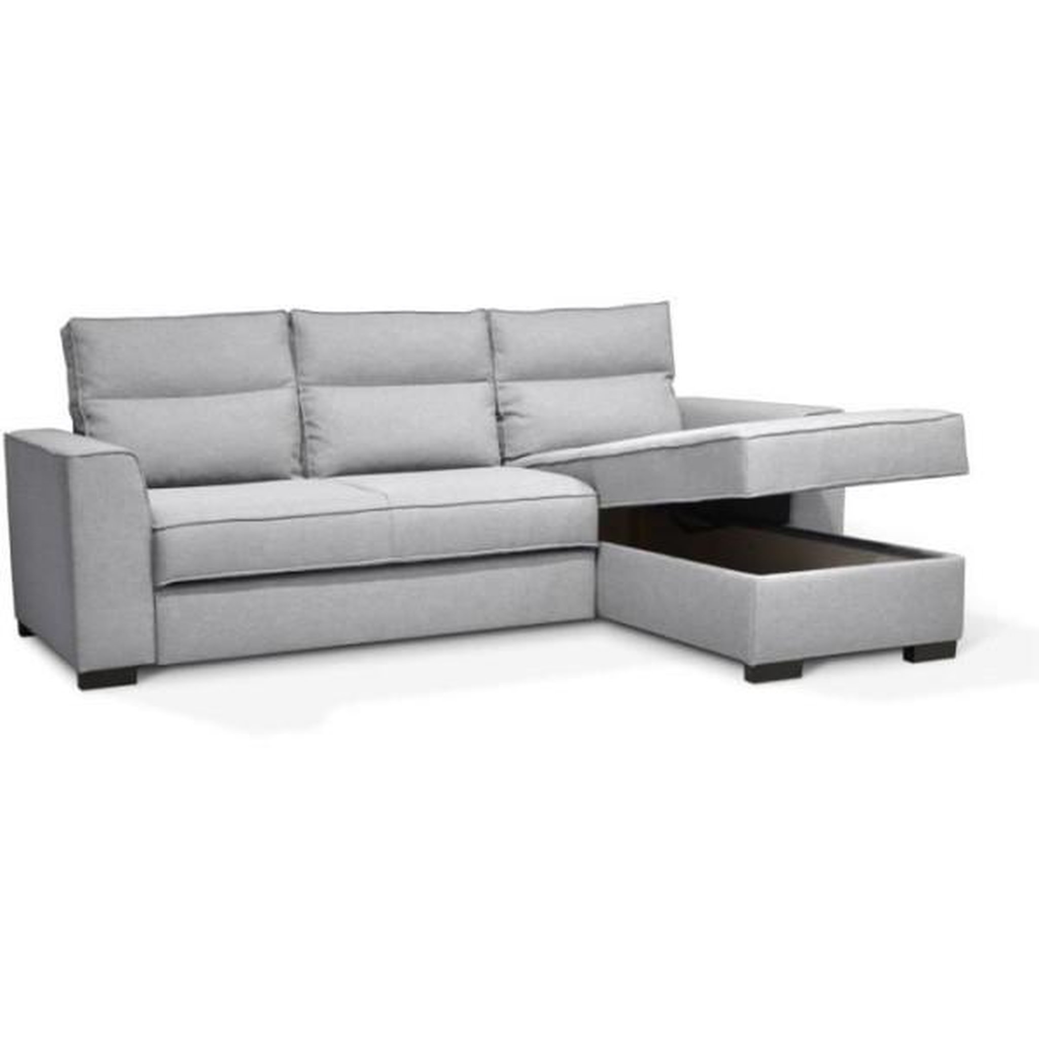 Voir la diapositive 4 : MARKET24 Canapé angle convertible réversible 4 places MONTREAL - Tissu gris clair - L 247 x P 158 x H 92 cm - Fabriqué en France - HEX