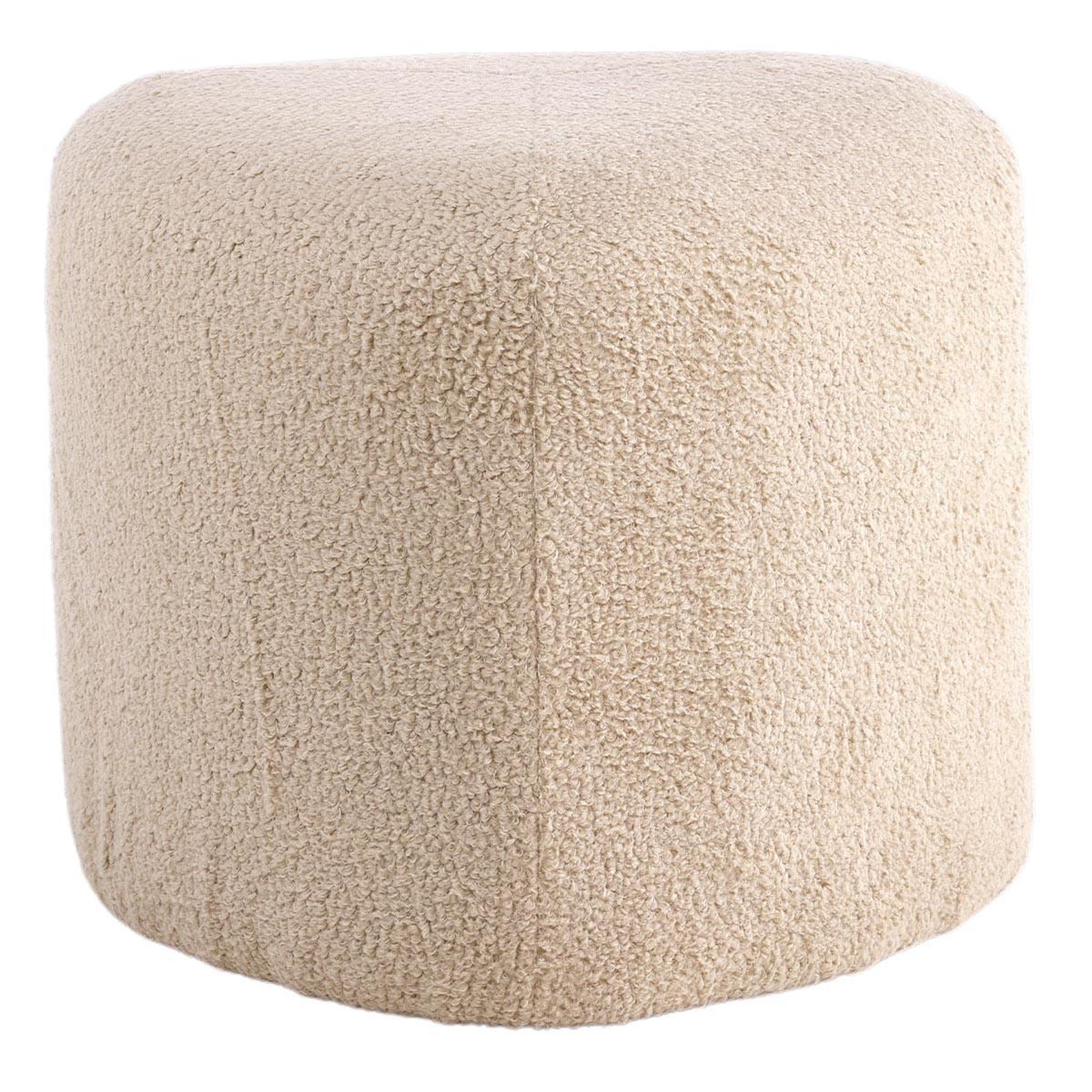 Paris Prix Pouf tissu bouclette  peg  46cm beige