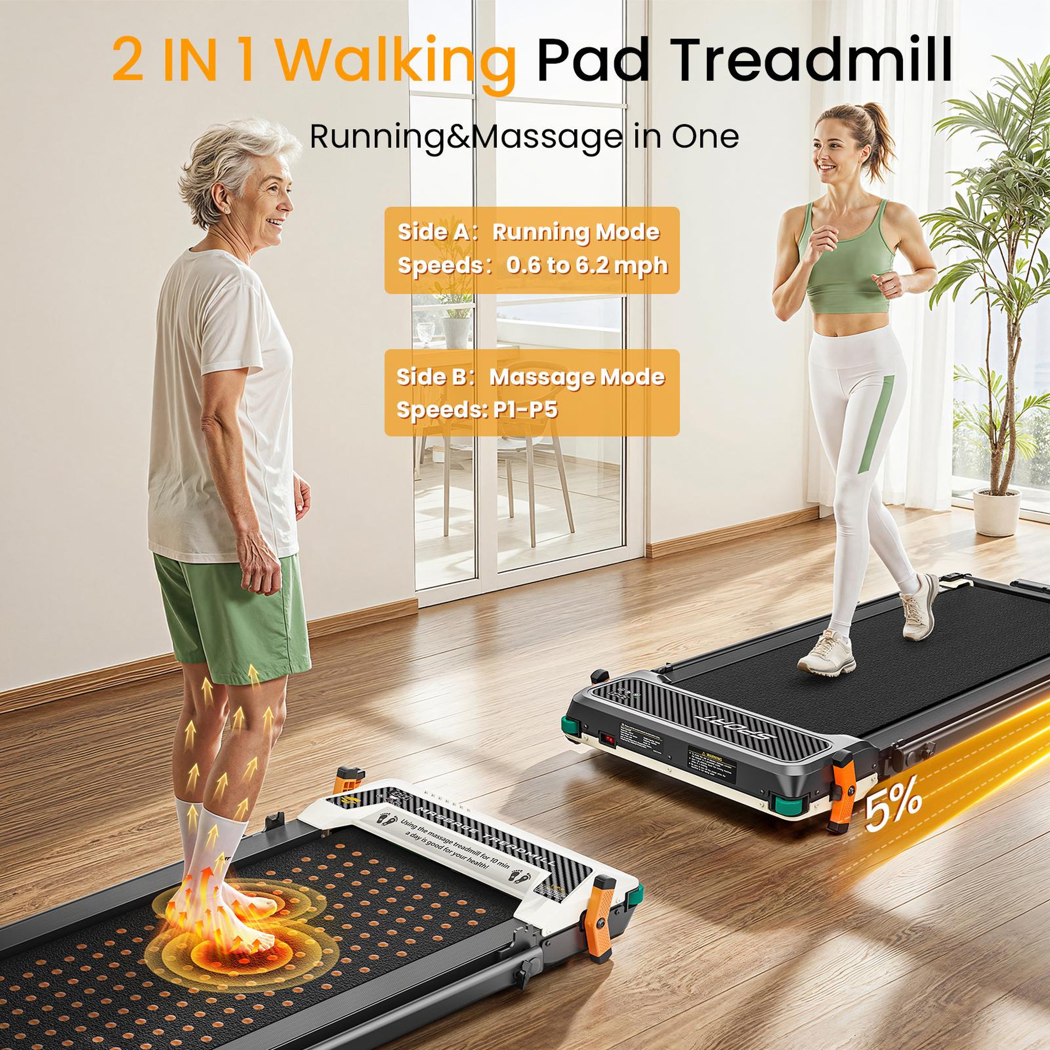 Voir la diapositive 3 : AKLUER Tapis de course sous bureau 2 en 1 akluer 520a-b – tapis de course compact pour la marche et la course