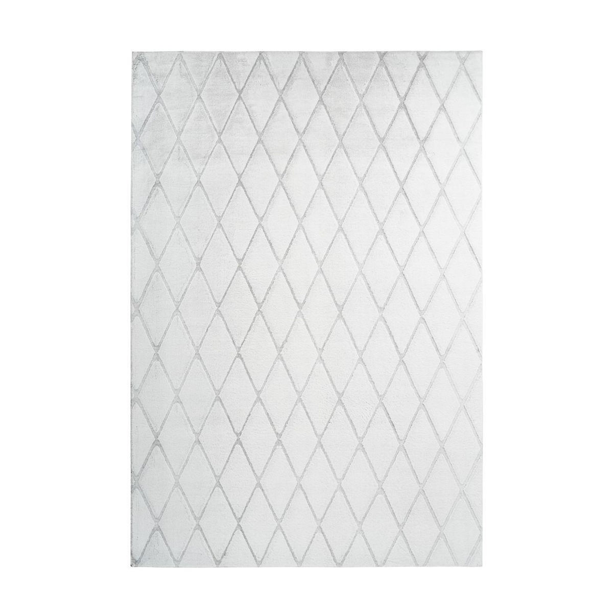 Paris Prix Tapis Shaggy Géométrique  Vivica  Blanc & Bleu Gris