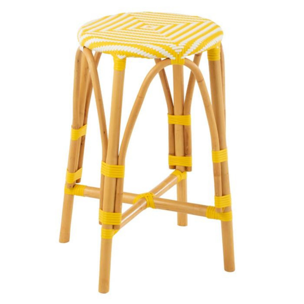 Paris Prix Tabouret de Bar en Rotin  Danial  65cm Jaune