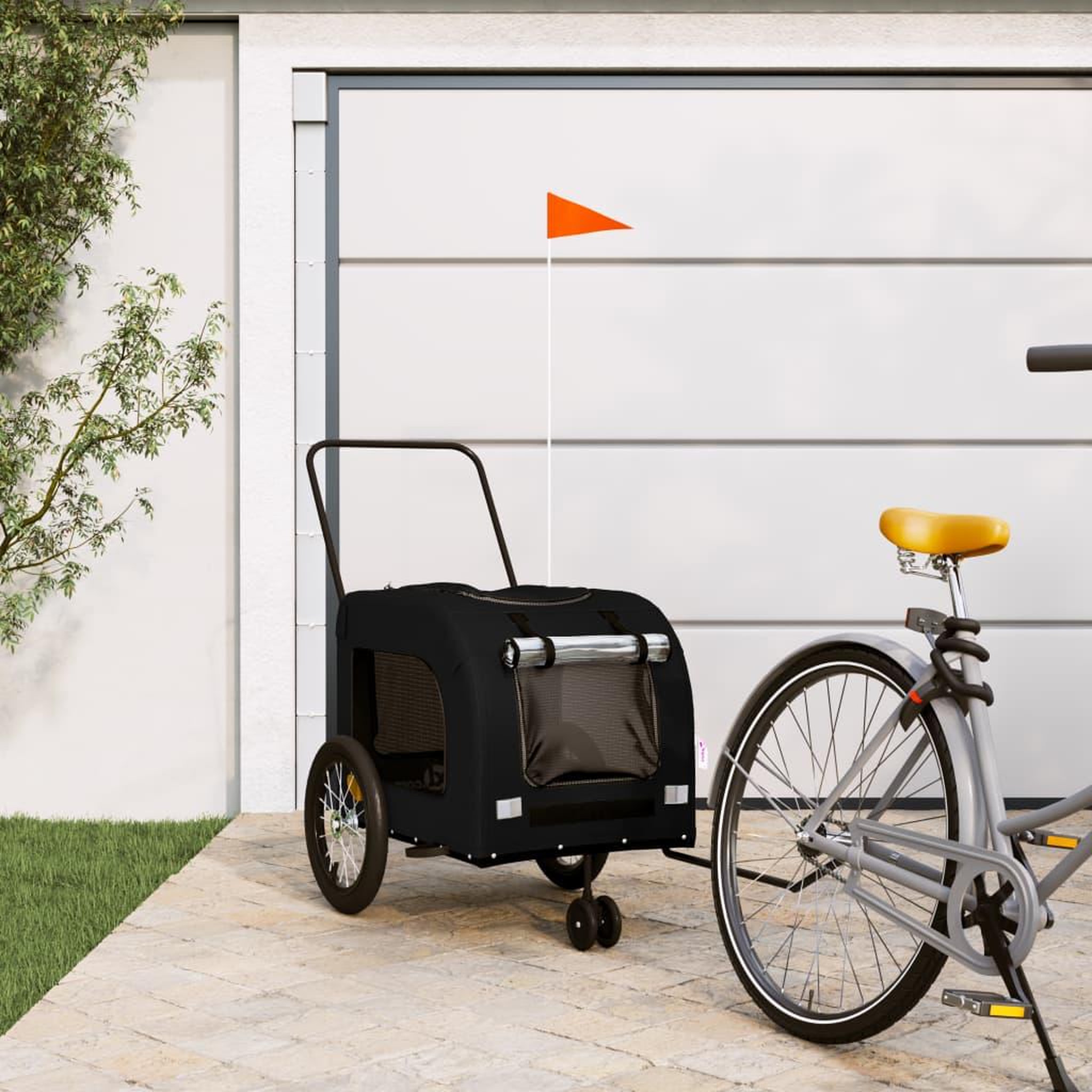 VIDAXL Remorque de velo pour animaux de compagnie noir