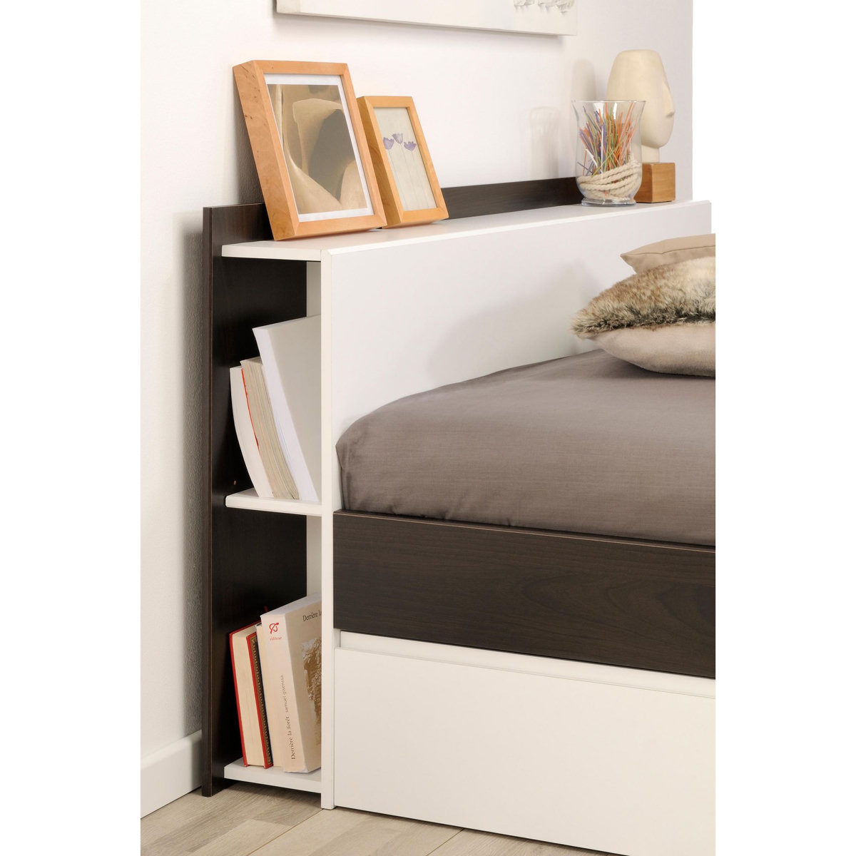 Lit double adulte 140x190 / 140x200 cm avec rangements BOOST