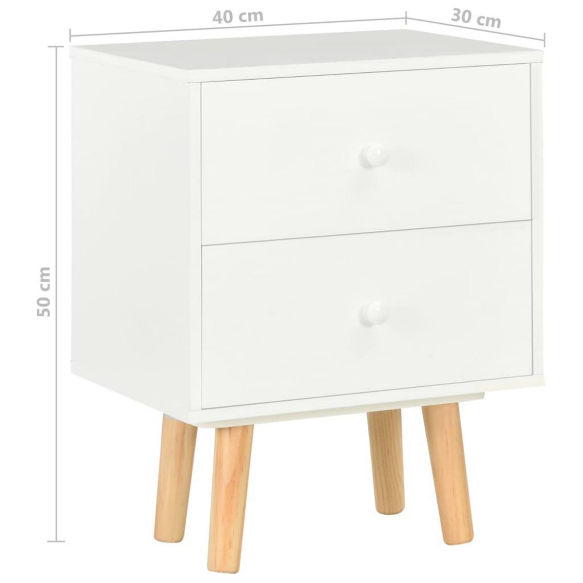 VIDAXL Tables de chevet 2 pcs Blanc 40 x 30 x 50 cm Pin massif