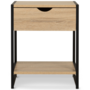 Voir la diapositive 3 : ID MARKET Lot de 2 tables de chevet DETROIT 1 tiroir avec tablette bois et métal noir design industriel