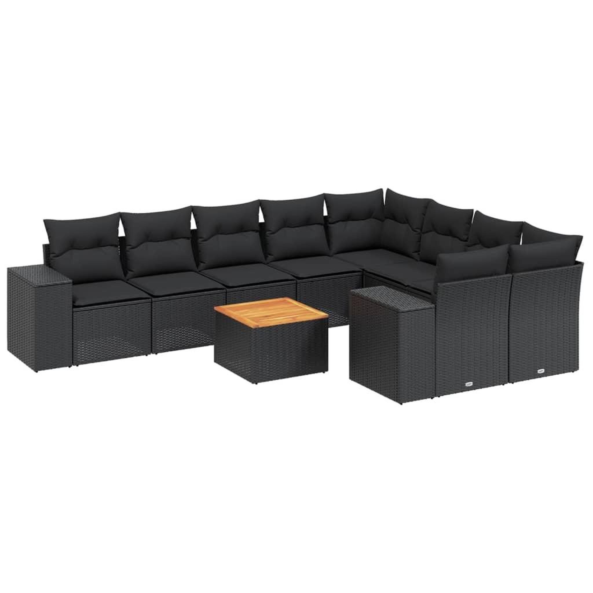 Voir la diapositive 2 : VIDAXL Salon de jardin 10 pcs avec coussins noir resine tressee