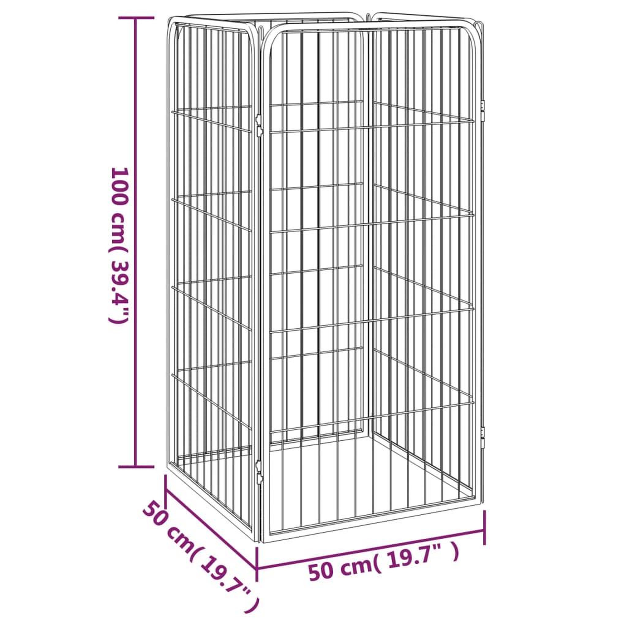 Voir la diapositive 6 : VIDAXL Parc pour chien 4 panneaux Noir 50x100cm Acier enduit de poudre