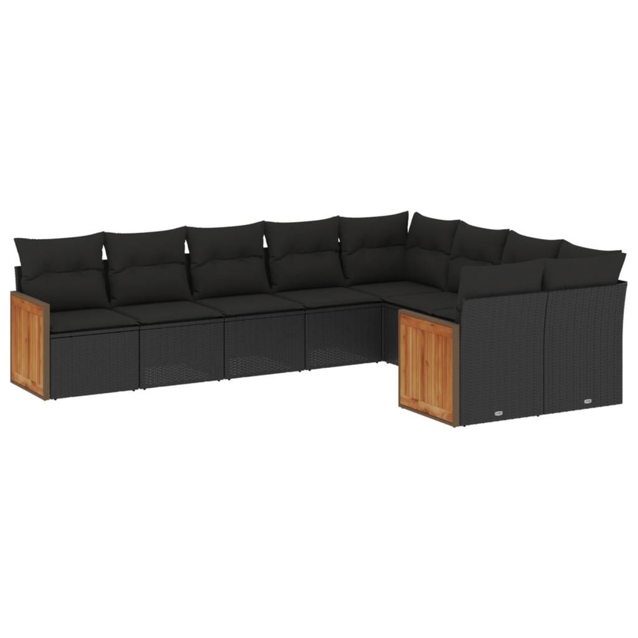 Voir la diapositive 2 : VIDAXL Salon de jardin 9 pcs avec coussins noir resine tressee