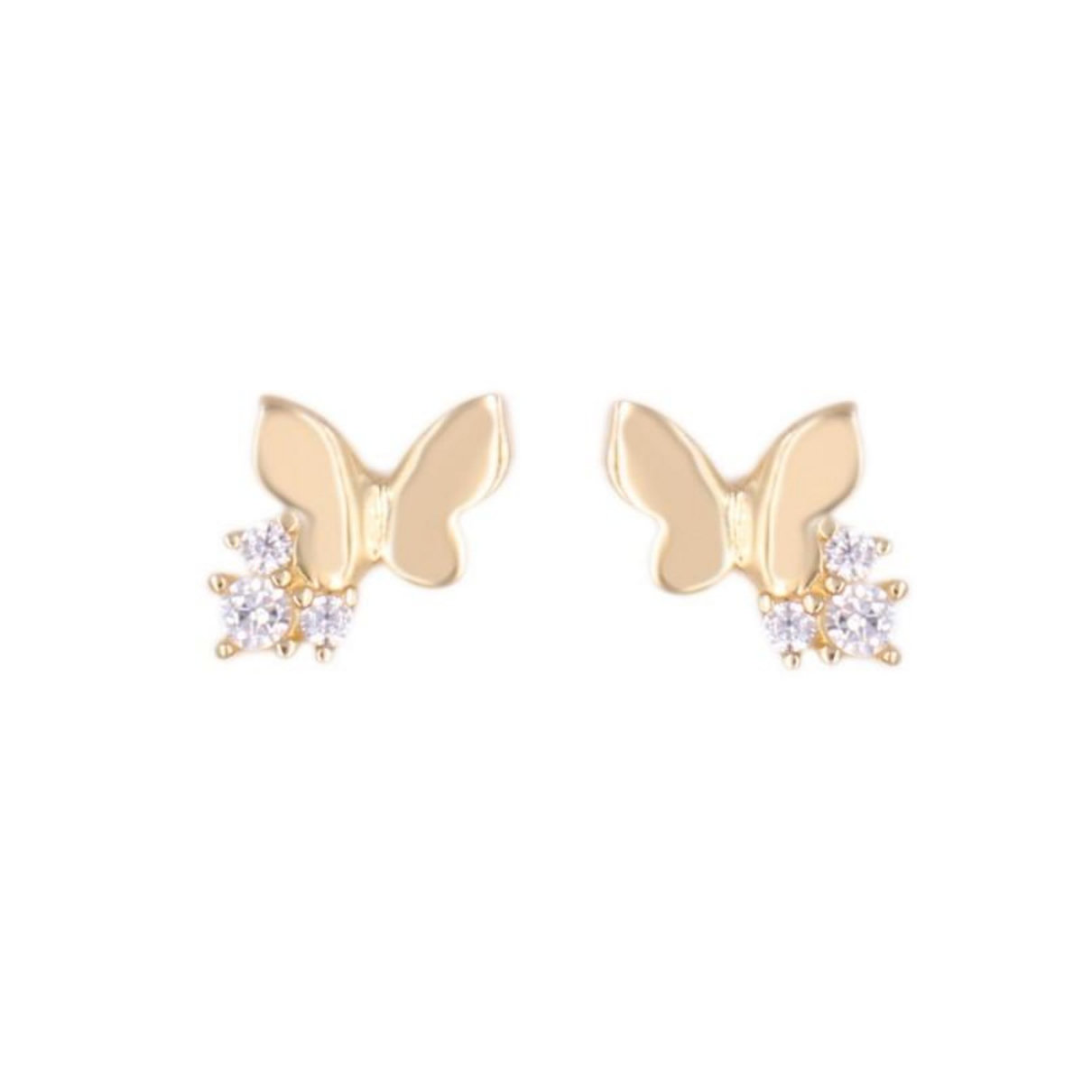 L'ATELIER D'AZUR Boucles d'Oreilles Papillons - Or Jaune et Zirconiums - Femme ou Enfant