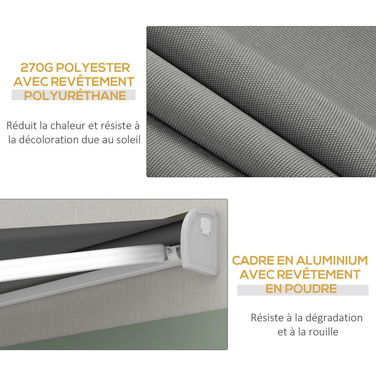OUTSUNNY Store banne motorisé coffre intégral 3 x 2,5(avancé)m - télécommande, manivelle - alu polyester haute densité 270g/m² gris clair