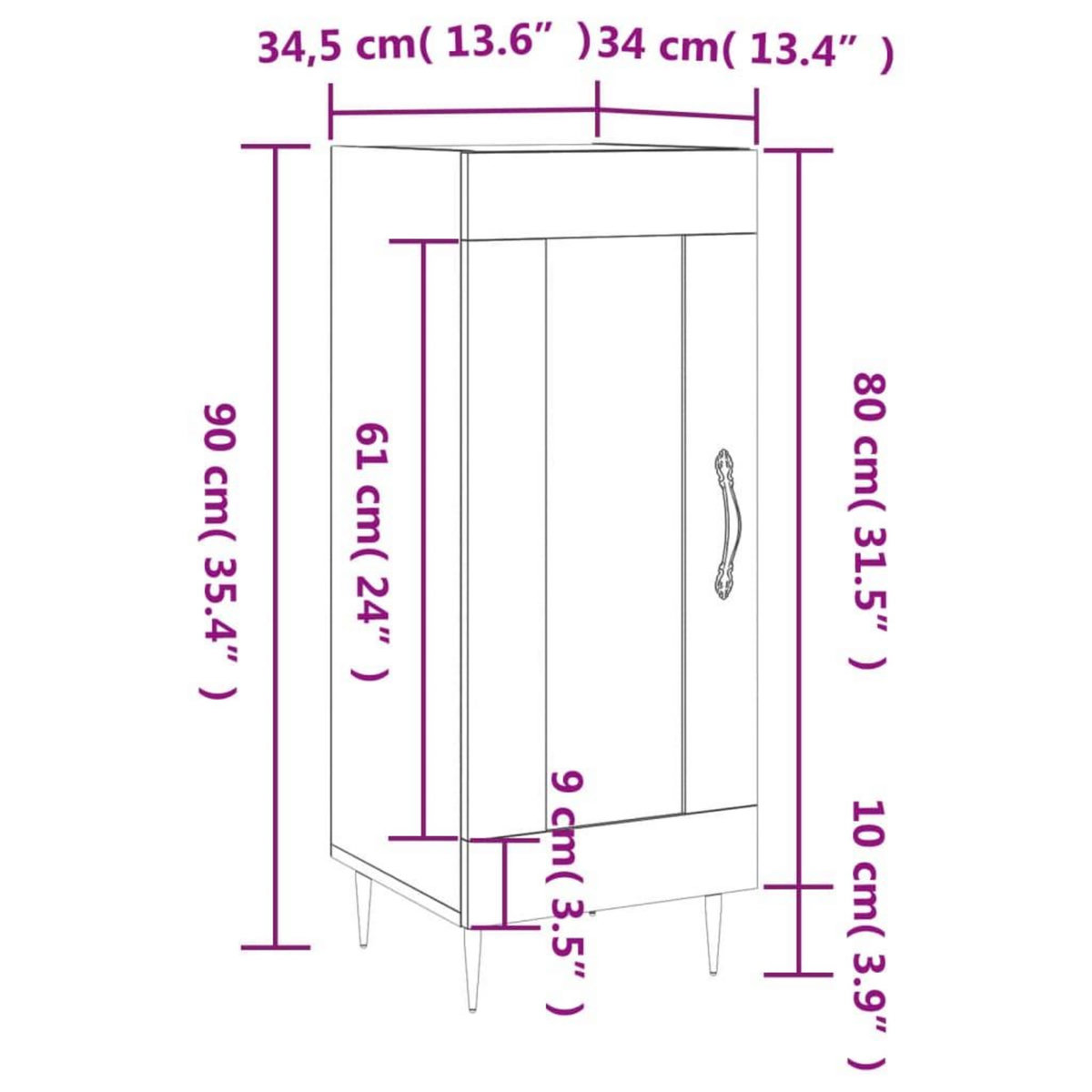 VIDAXL Buffet Chene marron 34,5x34x90 cm Bois d'ingenierie