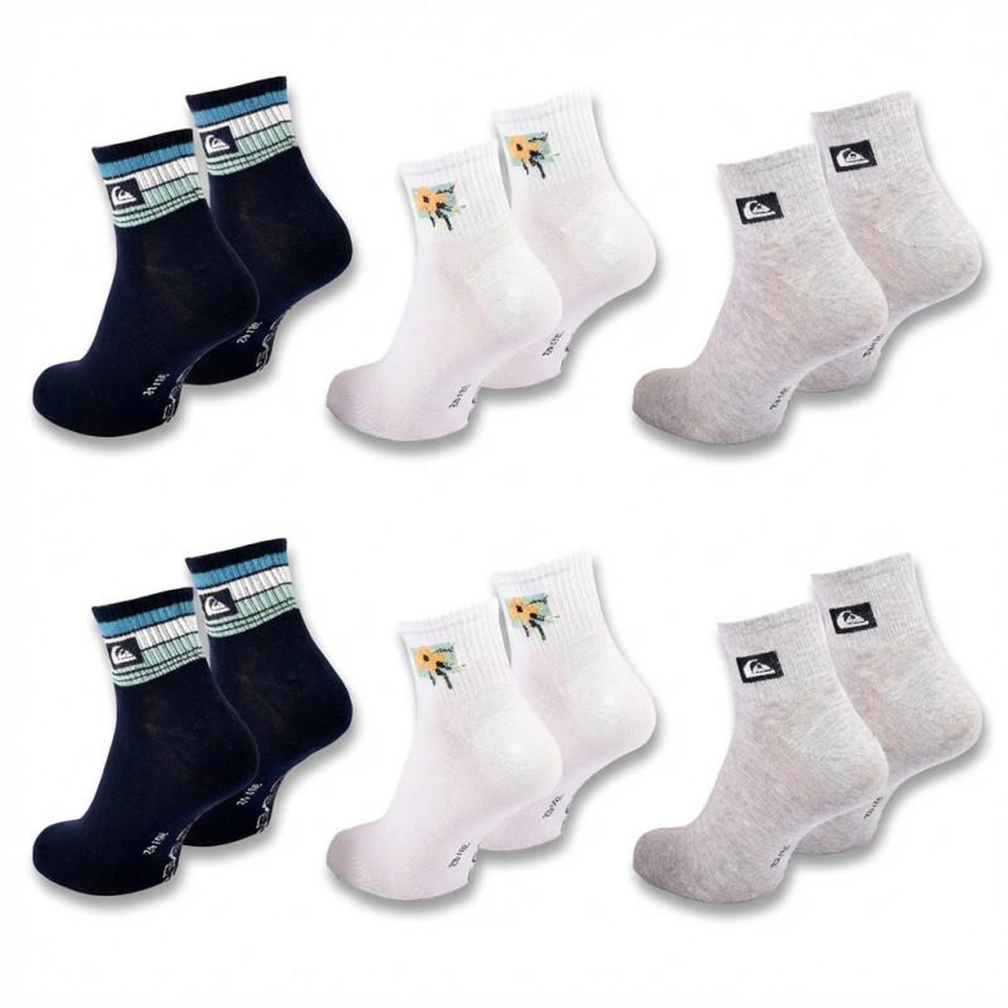Voir la diapositive 4 : QUIKSILVER Quiksilver Pack de Chaussettes Homme QUARTER– Lot 6 Paires Sport