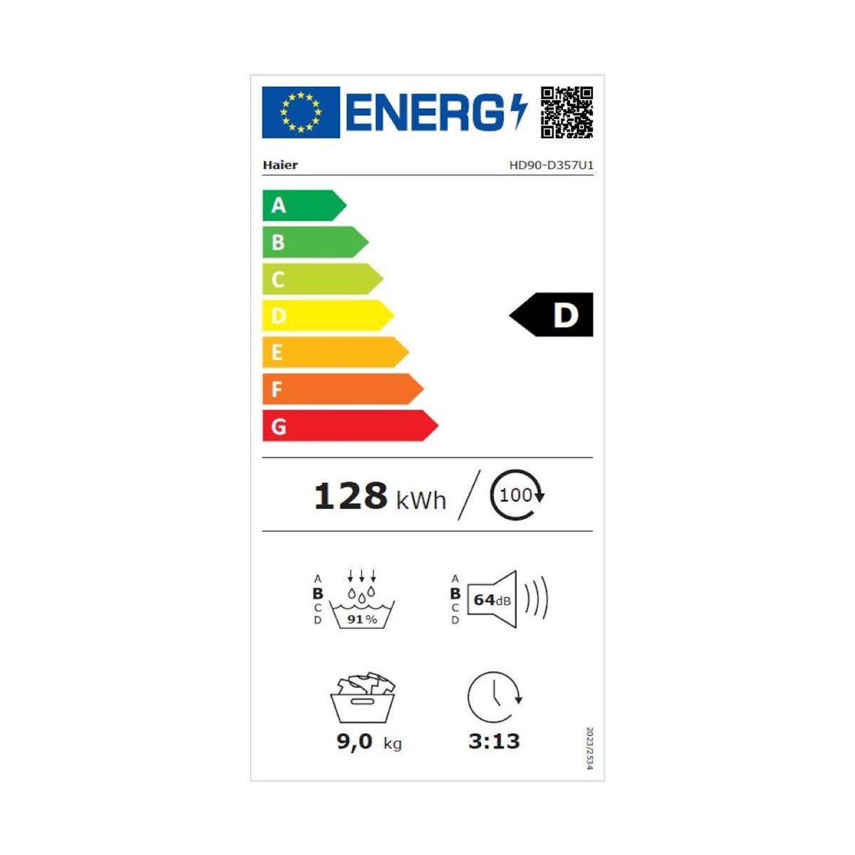 HAIER Sèche linge pompe à chaleur HD90-D357U1-FR X-séries 5