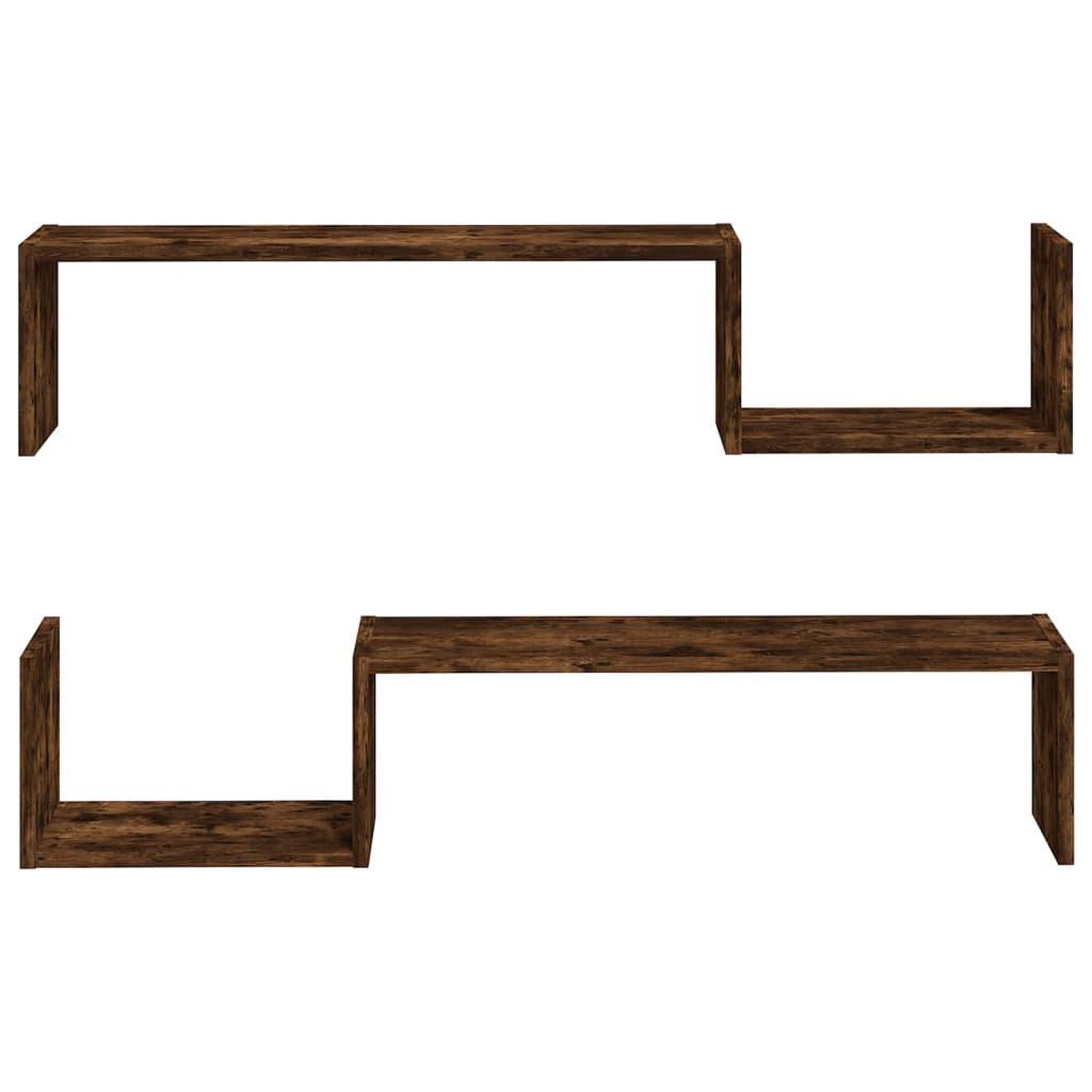 Voir la diapositive 5 : VIDAXL Etageres murales 2 pcs Chene fume 100x15x20cm Bois d'ingenierie