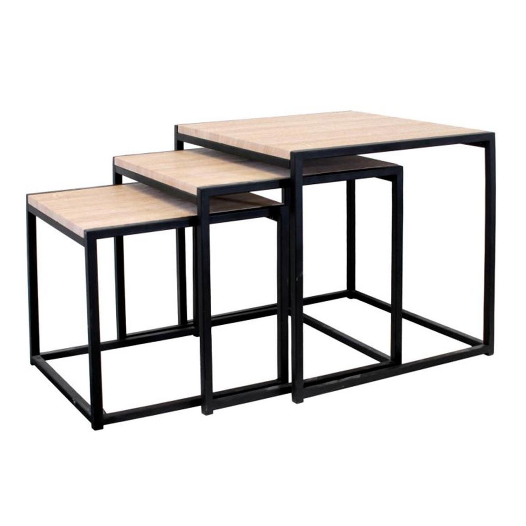 Voir la diapositive 1 : The Home Deco Factory Lot de 3 tables gigognes  origin  45cm noir