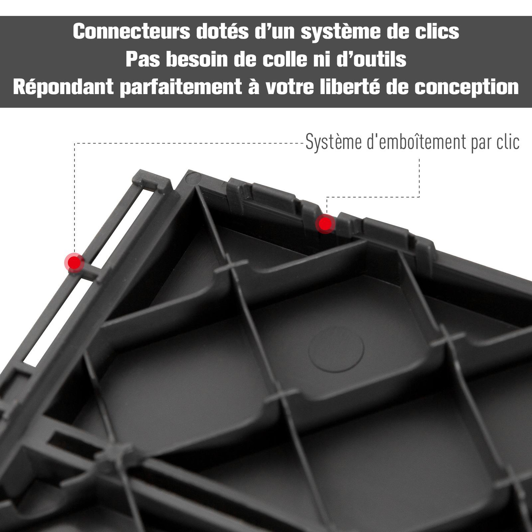 Voir la diapositive 4 : OUTSUNNY Caillebotis - dalles terrasse - lot de  9 - emboîtables, installation très simple - petits carreaux composite plastique imitation bois noir