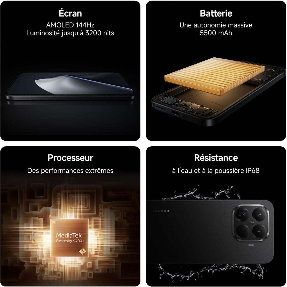 XIAOMI Smartphone 15T Pro conçu avec Leica 512Go Noir