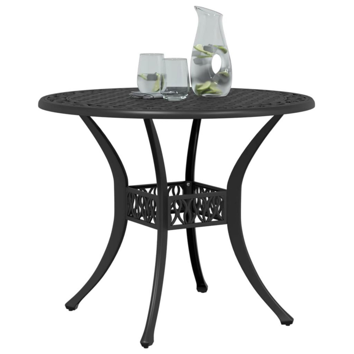 VIDAXL Table de jardin noir Ø90x75 cm aluminium coule