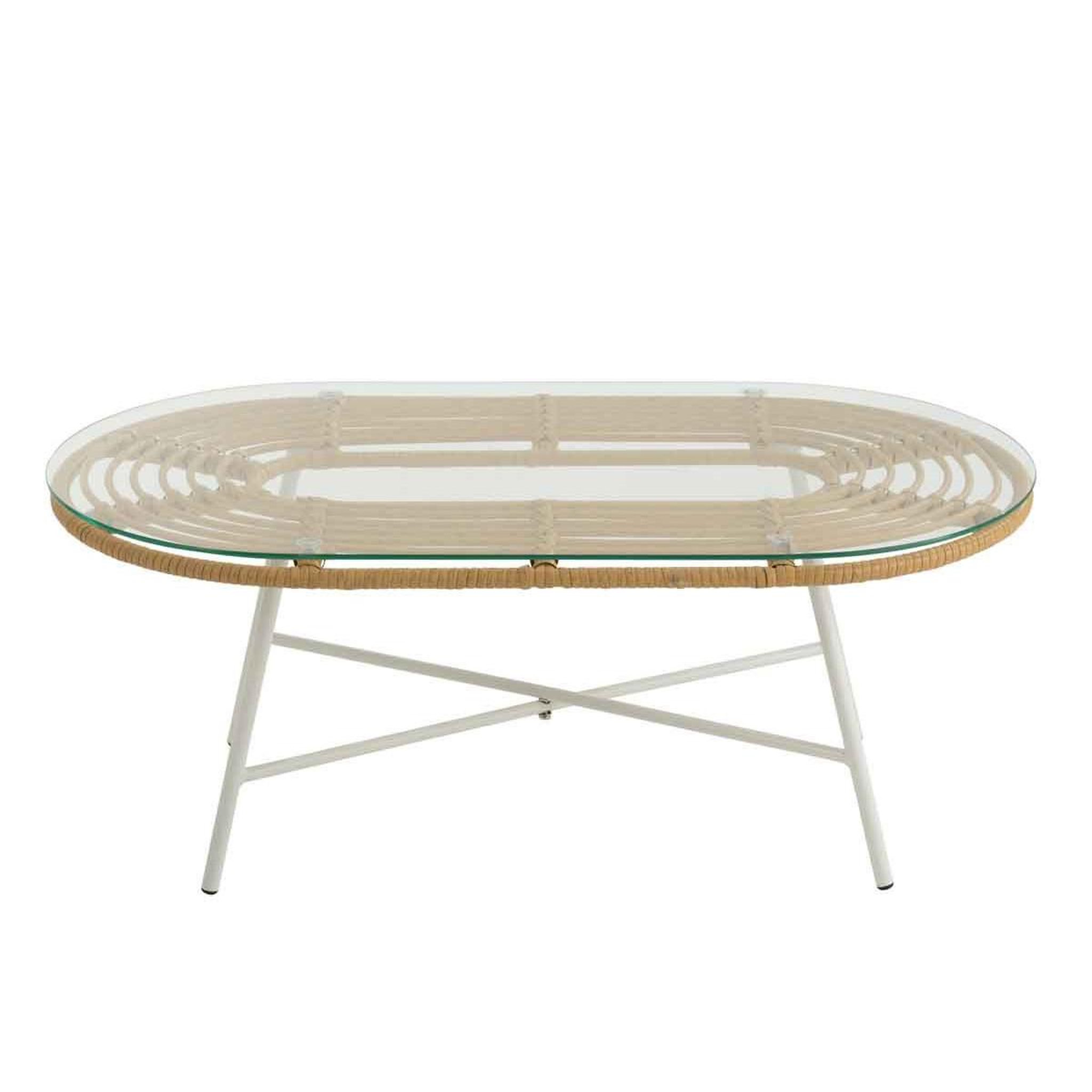 Voir la diapositive 2 : J-LINE Table Basse de Jardin  Celeste  90cm Naturel & Blanc