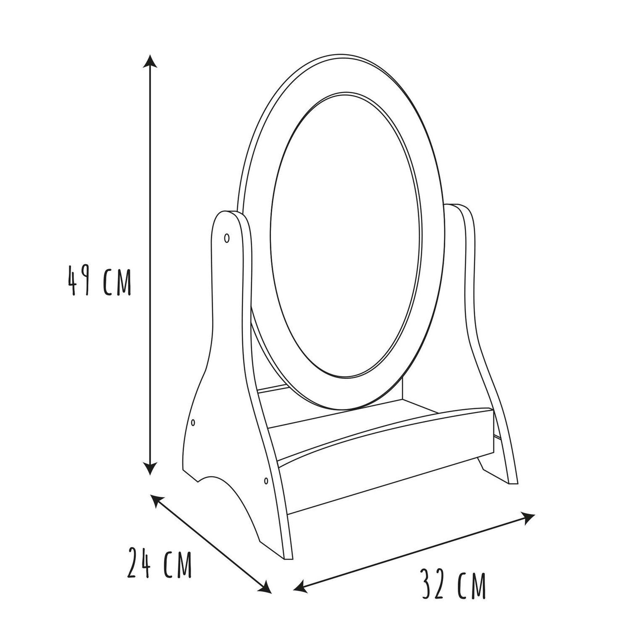 Voir la diapositive 3 : TOILINUX Miroir inclinable Bella pour coiffeuse - Blanc et Beige