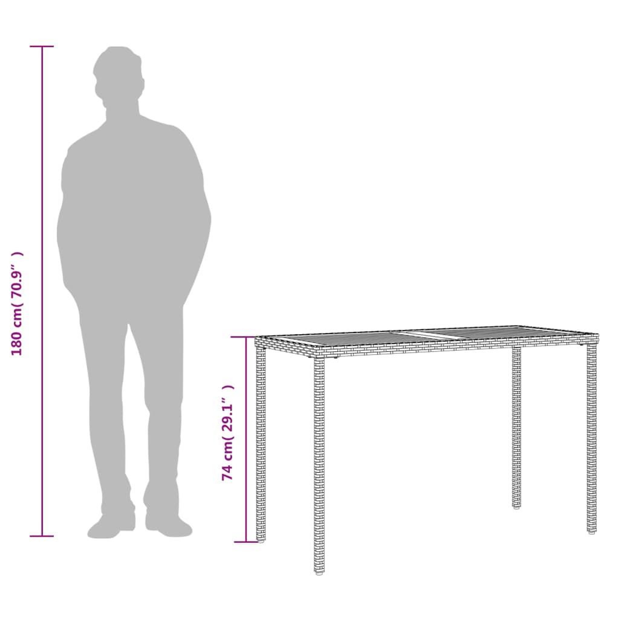 Voir la diapositive 6 : VIDAXL Table de jardin avec dessus en bois d'acacia beige 115x54x74 cm