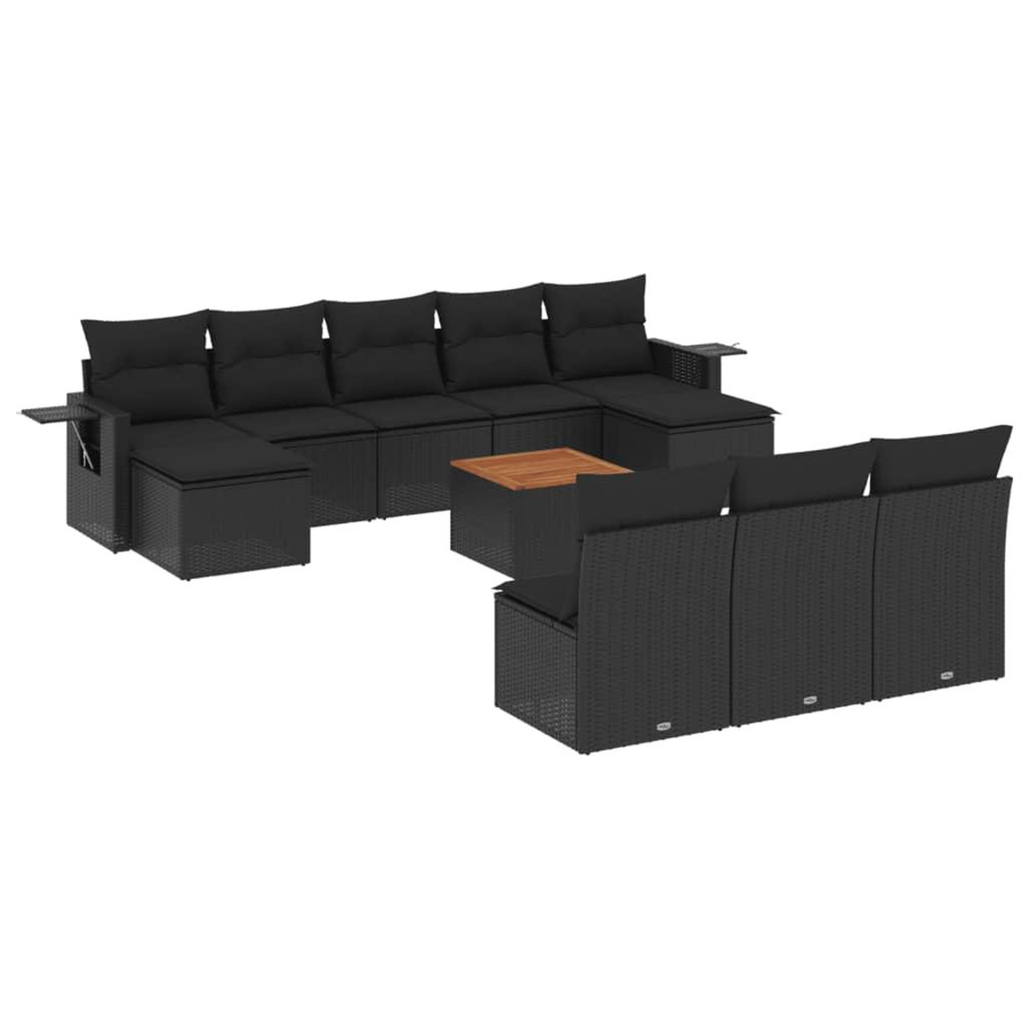 Voir la diapositive 2 : VIDAXL Salon de jardin 11 pcs avec coussins noir resine tressee